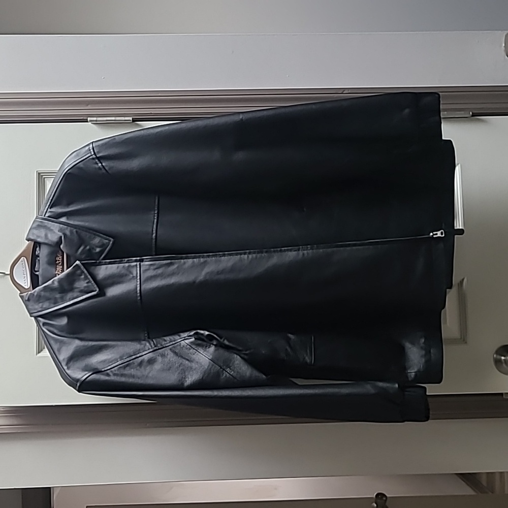 St John's Bay Black Leather Jacket XL tall